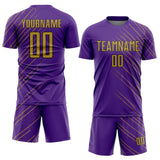 Custom Purple Old Gold-Black Lines Sports Sublimation Soccer Uniform Jersey
