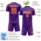 Custom Purple Orange-White Lines Sports Sublimation Soccer Uniform Jersey
