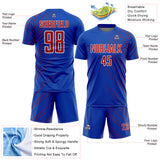 Custom Thunder Blue Red-White Lines Sports Sublimation Soccer Uniform Jersey