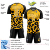 Custom Black Gold-White Animal Leopard Print Sports Sublimation Soccer Uniform Jersey