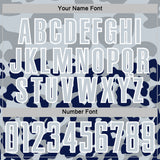 Custom Navy Silver-White Animal Leopard Print Sports Sublimation Soccer Uniform Jersey