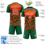 Custom Kelly Green Orange-White Animal Leopard Print Sports Sublimation Soccer Uniform Jersey