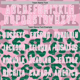 Custom Kelly Green Light Pink-White Animal Leopard Print Sports Sublimation Soccer Uniform Jersey