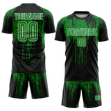 Custom Black Grass Green-White Dripping Splatte Pattern Sports Sublimation Soccer Uniform Jersey