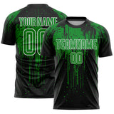 Custom Black Grass Green-White Dripping Splatte Pattern Sports Sublimation Soccer Uniform Jersey