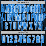 Custom Black Powder Blue-White Dripping Splatte Pattern Sports Sublimation Soccer Uniform Jersey