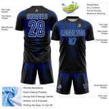 Custom Black Royal-White Dripping Splatte Pattern Sports Sublimation Soccer Uniform Jersey