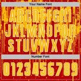 Custom Red Gold-White Dripping Splatte Pattern Sports Sublimation Soccer Uniform Jersey