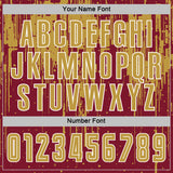 Custom Crimson Old Gold-White Dripping Splatte Pattern Sports Sublimation Soccer Uniform Jersey