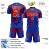 Custom Thunder Blue Red-White Dripping Splatte Pattern Sports Sublimation Soccer Uniform Jersey