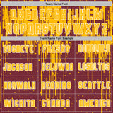 Custom Burgundy Gold-White Dripping Splatte Pattern Sports Sublimation Soccer Uniform Jersey
