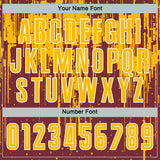 Custom Burgundy Gold-White Dripping Splatte Pattern Sports Sublimation Soccer Uniform Jersey
