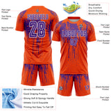 Custom Orange Purple-White Dripping Splatte Pattern Sports Sublimation Soccer Uniform Jersey