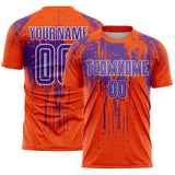 Custom Orange Purple-White Dripping Splatte Pattern Sports Sublimation Soccer Uniform Jersey