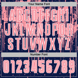 Custom Navy Medium Pink-White Dripping Splatte Pattern Sports Sublimation Soccer Uniform Jersey