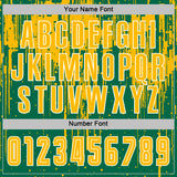 Custom Kelly Green Gold-White Dripping Splatte Pattern Sports Sublimation Soccer Uniform Jersey