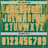 Custom Kelly Green Old Gold-White Dripping Splatte Pattern Sports Sublimation Soccer Uniform Jersey