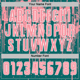 Custom Teal Medium Pink-White Dripping Splatte Pattern Sports Sublimation Soccer Uniform Jersey