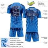 Custom Powder Blue Navy-White Dripping Splatte Pattern Sports Sublimation Soccer Uniform Jersey