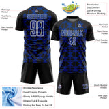Custom Black Royal-White Geometric Shapes Sports Sublimation Soccer Uniform Jersey