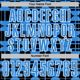Custom Black Powder Blue-White Geometric Shapes Sports Sublimation Soccer Uniform Jersey