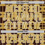 Custom Brown Old Gold-White Geometric Shapes Sports Sublimation Soccer Uniform Jersey