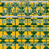 Custom Gold Green-White Geometric Shapes Sports Sublimation Soccer Uniform Jersey