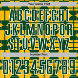 Custom Gold Green-White Geometric Shapes Sports Sublimation Soccer Uniform Jersey