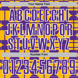 Custom Gold Purple-White Geometric Shapes Sports Sublimation Soccer Uniform Jersey