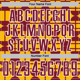 Custom Gold Crimson-White Geometric Shapes Sports Sublimation Soccer Uniform Jersey