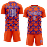 Custom Orange Purple-White Geometric Shapes Sports Sublimation Soccer Uniform Jersey
