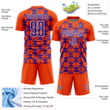 Custom Orange Purple-White Geometric Shapes Sports Sublimation Soccer Uniform Jersey