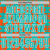 Custom Orange Aqua-White Geometric Shapes Sports Sublimation Soccer Uniform Jersey