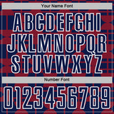 Custom Navy Crimson-White Geometric Shapes Sports Sublimation Soccer Uniform Jersey