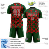 Custom Green Red-White Geometric Shapes Sports Sublimation Soccer Uniform Jersey