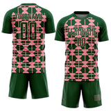 Custom Green Medium Pink Geometric Shapes Sports Sublimation Soccer Uniform Jersey