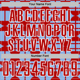 Custom Light Blue Red-White Geometric Shapes Sports Sublimation Soccer Uniform Jersey