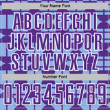 Custom Light Blue Purple-White Geometric Shapes Sports Sublimation Soccer Uniform Jersey