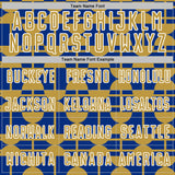 Custom Royal Old Gold-White Geometric Shapes Sports Sublimation Soccer Uniform Jersey