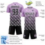 Custom Light Purple Black-White Lightning Sports Sublimation Soccer Uniform Jersey
