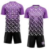 Custom Medium Purple Black-White Lightning Sports Sublimation Soccer Uniform Jersey