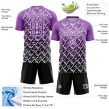Custom Medium Purple Black-White Lightning Sports Sublimation Soccer Uniform Jersey