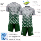 Custom Gray Green-White Lightning Sports Sublimation Soccer Uniform Jersey