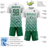 Custom White Kelly Green Lightning Sports Sublimation Soccer Uniform Jersey