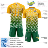 Custom Gold Kelly Green-White Lightning Sports Sublimation Soccer Uniform Jersey