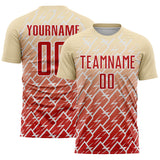 Custom Cream Red-White Lightning Sports Sublimation Soccer Uniform Jersey