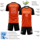 Custom Orange Black-White Wavy Lines Sports Sublimation Soccer Uniform Jersey