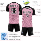 Custom Light Pink Black-White Wavy Lines Sports Sublimation Soccer Uniform Jersey