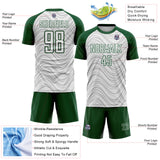 Custom White Green Wavy Lines Sports Sublimation Soccer Uniform Jersey