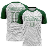 Custom White Green Wavy Lines Sports Sublimation Soccer Uniform Jersey